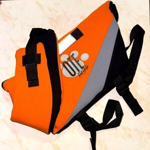 OTE Dog life vest flotation harness orange/black zip close size Large